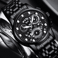 thumbnail image 3 of Luminoso Reloj Impermeable Para Hombre Acero Inoxidable Negro Malubero  Reloj para Hombre, 3 of 4