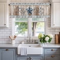 thumbnail image 2 of Texas Star Rustic Farmhouse Short Window Curtain Valances, Country Blue Berry Brown Wooden Plank Rod Pocket Kitchen Valances for Living Room Bedroom Bathroom Cafe 54" x 18", 2 of 8