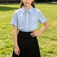 thumbnail image 4 of Odeerbi Camisa de Vestido de Algodón Para Niñas Peter Pan Collar Ruffle Camisas de Uniforme Escolar de Manga Larga, 4 of 6