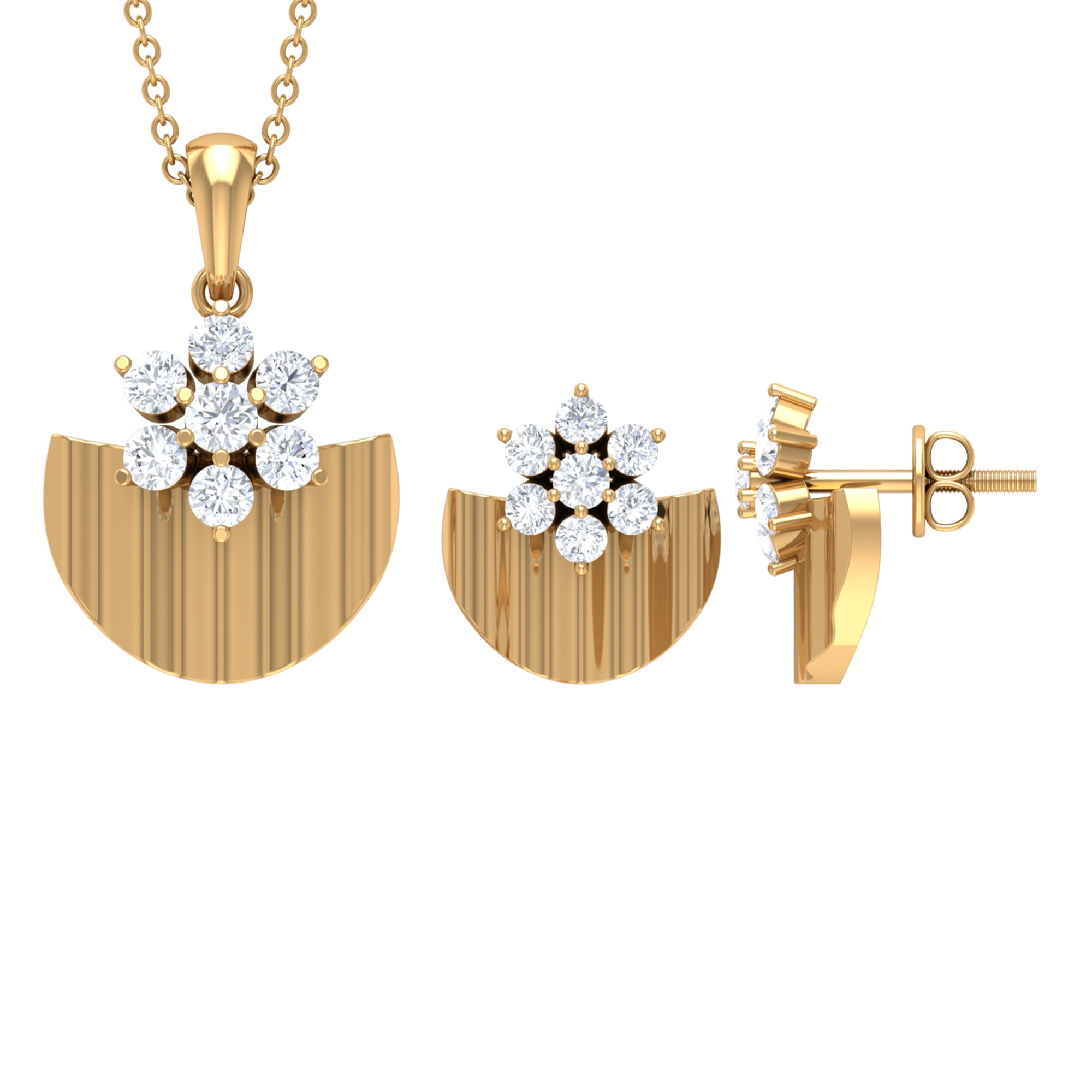 moissanite necklace and earring set