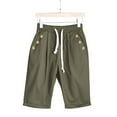 thumbnail image 5 of MNCEKFOD Women's Bermuda Shorts Summer High Waisted Casual Shorts Lightweight Elastic Drawstring with Button Pockets Lounge Short Pants Army Green L, 5 of 5