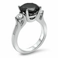 thumbnail image 3 of HeartsAndYou 2.5ct Round Cut Black and White Moissanite Three Stone Ring 18k White Gold over Silver, 3 of 5