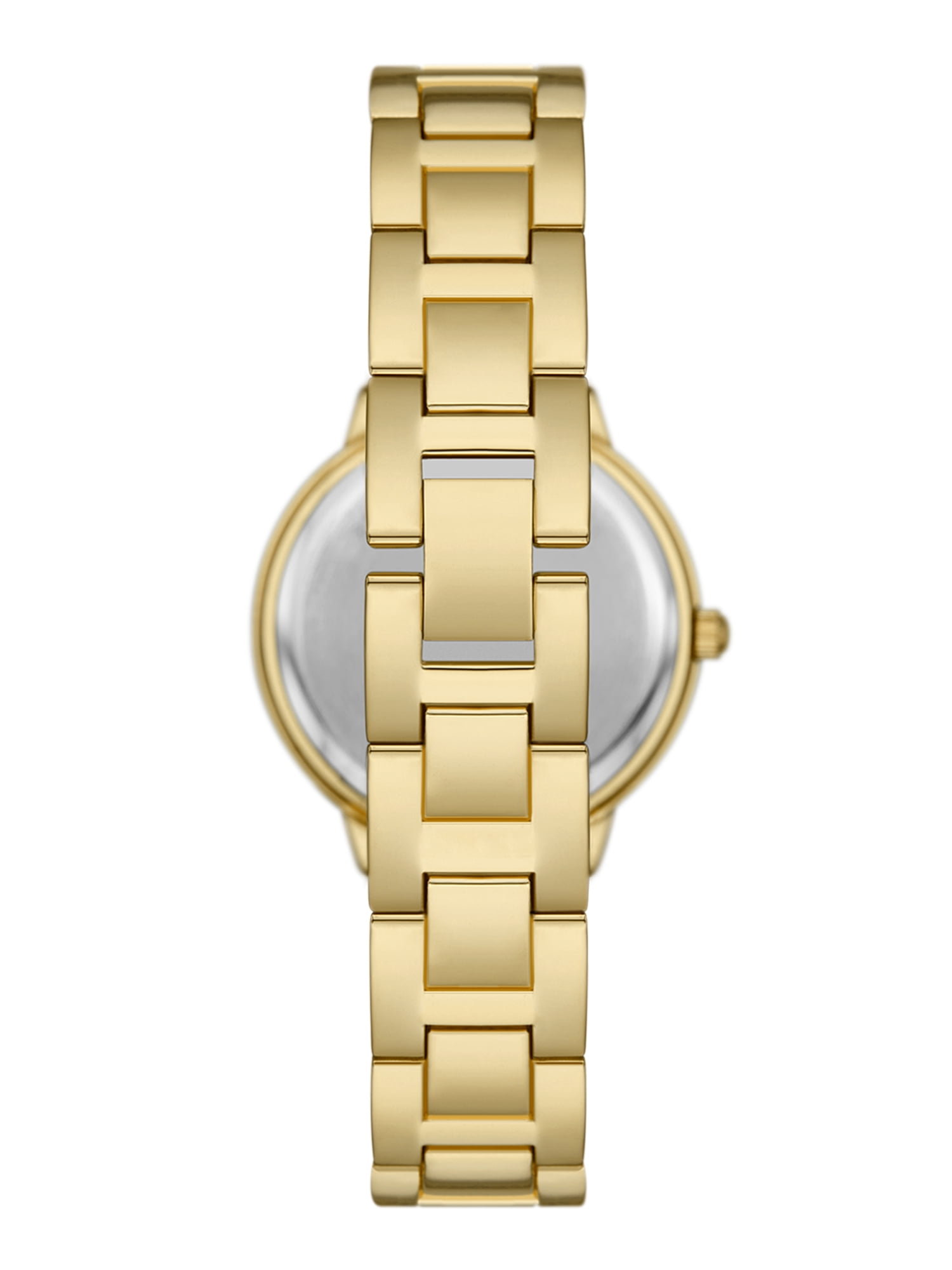 Folio Women's Gift Set; Gold Tone Bracelet Watch, Layered Faux Pearl Bracelets and Earrings (FMDAL1167)