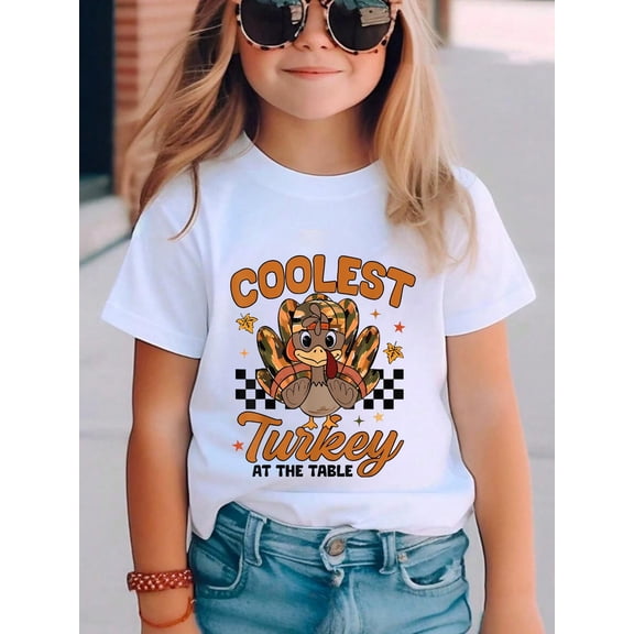 Thanksgiving Coolest Turkey At The Table Toddler Boys Kids Cotton Graphic Tee Comfortable boys girls T-Shirt