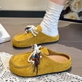 thumbnail image 4 of Miluxas Suede Moccasins Mules for Women Fashion Beaded Comfortable Round Toe Soft Sole Slip On Flat Clog Loafers Casual Daily Work Walking Shoes A-Yellow 5.5(36), 4 of 8