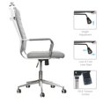 thumbnail image 4 of Eclife Urban Adult Leather Ribbed Indoor Commercial Task Chairs with Swivel and Height & Tilt Adjustable, Arm Sleeves and Chrome Base (Set of 1), Gray, 4 of 9