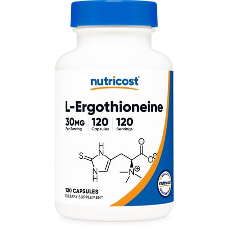 Nutricost L-Ergothioneine Supplement 30mg Per Serving, 120 Capsules for 120 Servings Per Bottle - Mushroom Derived Amino Acid, Vegan, GMO-Free, Gluten-Free