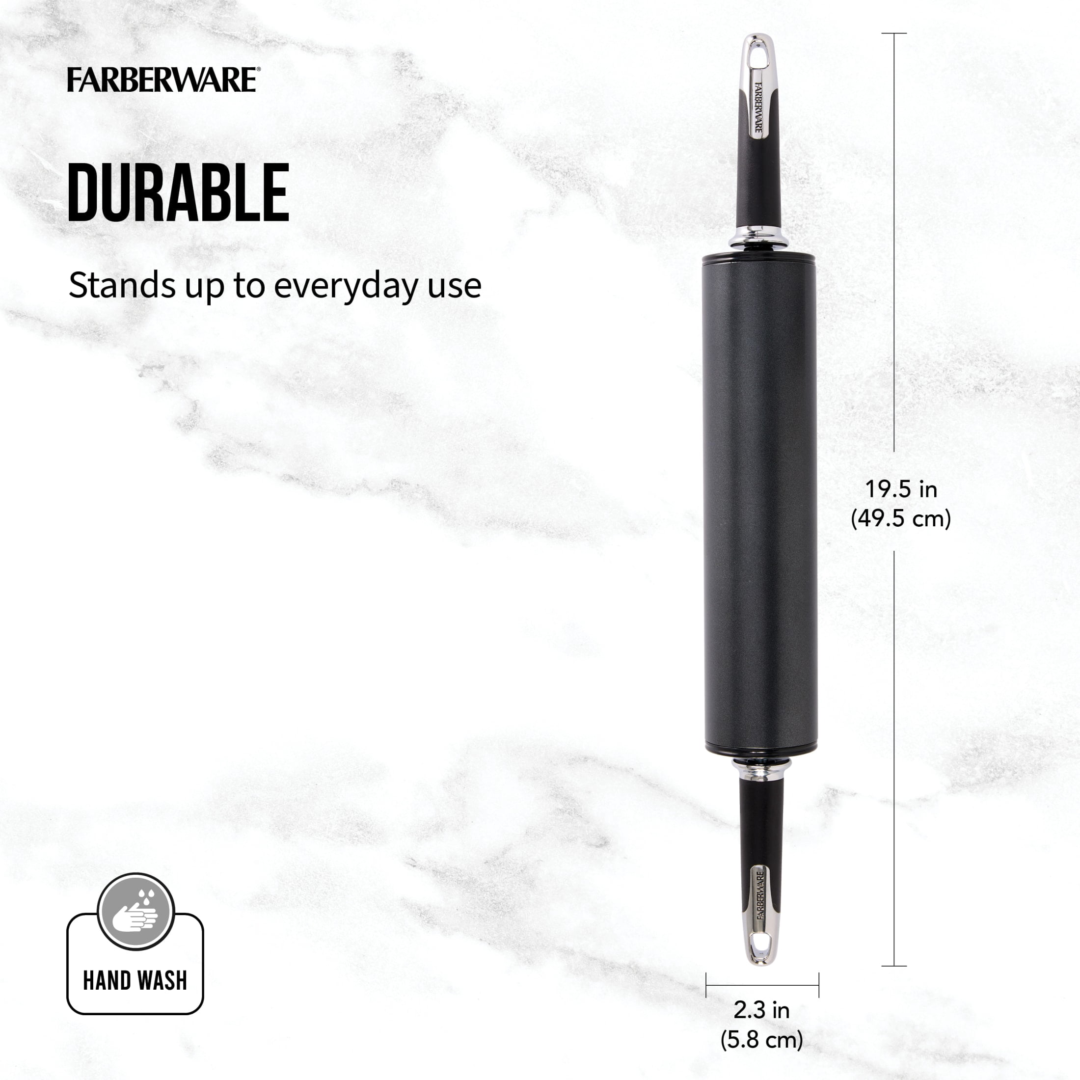 Farberware Professional Non-Stick Steel Rolling Pin, Black
