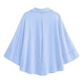 thumbnail image 4 of Molidfa Women's V-Neck 3/4 Sleeve Solid Button-Front Casual Shirt, 4 of 5