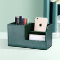 thumbnail image 4 of KINGFOM Multifunctional PU Leather Desk Organizer Pen Holder Brush Pot Pen Container Home School Office Stationery Storage Box Office Suppllies Business Cards Remote Control Pencil Holder Dark Green, 4 of 9