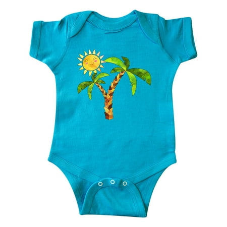 

Inktastic Palm Trees with Cute Smiling Sun Gift Baby Boy or Baby Girl Bodysuit