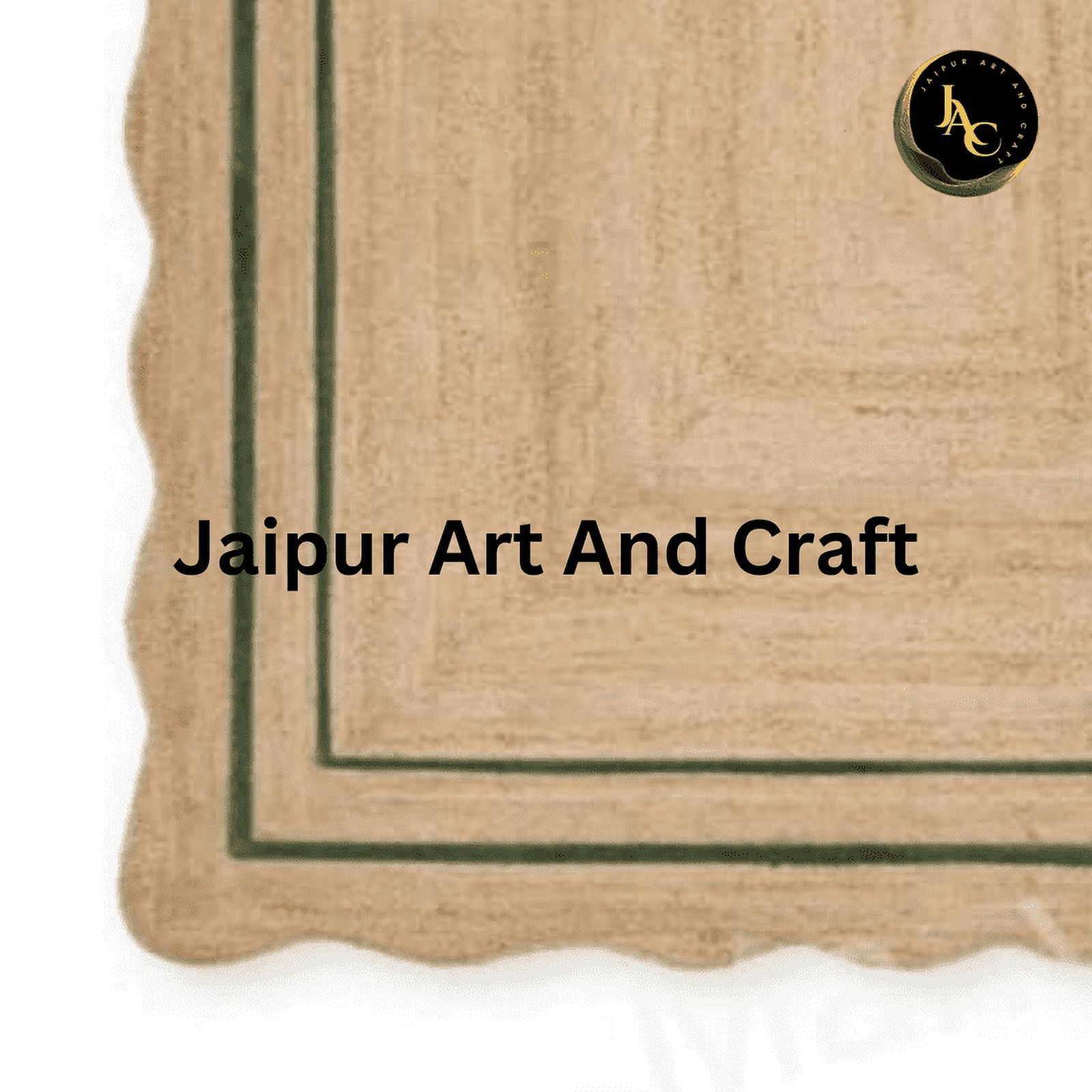 Jaipur Art And Craft Scallop Rectangle Bohemian Green, Brown Jute Area Rug (2x6 Sq ft)