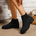 thumbnail image 3 of Rokment Chukka Ankle Boots for Women 2025 Fall Winter Fashion Suede Round Toe Chunky Low Heel Non Slip Slip-On Dress Short Booties Black Size 6.5, 3 of 7
