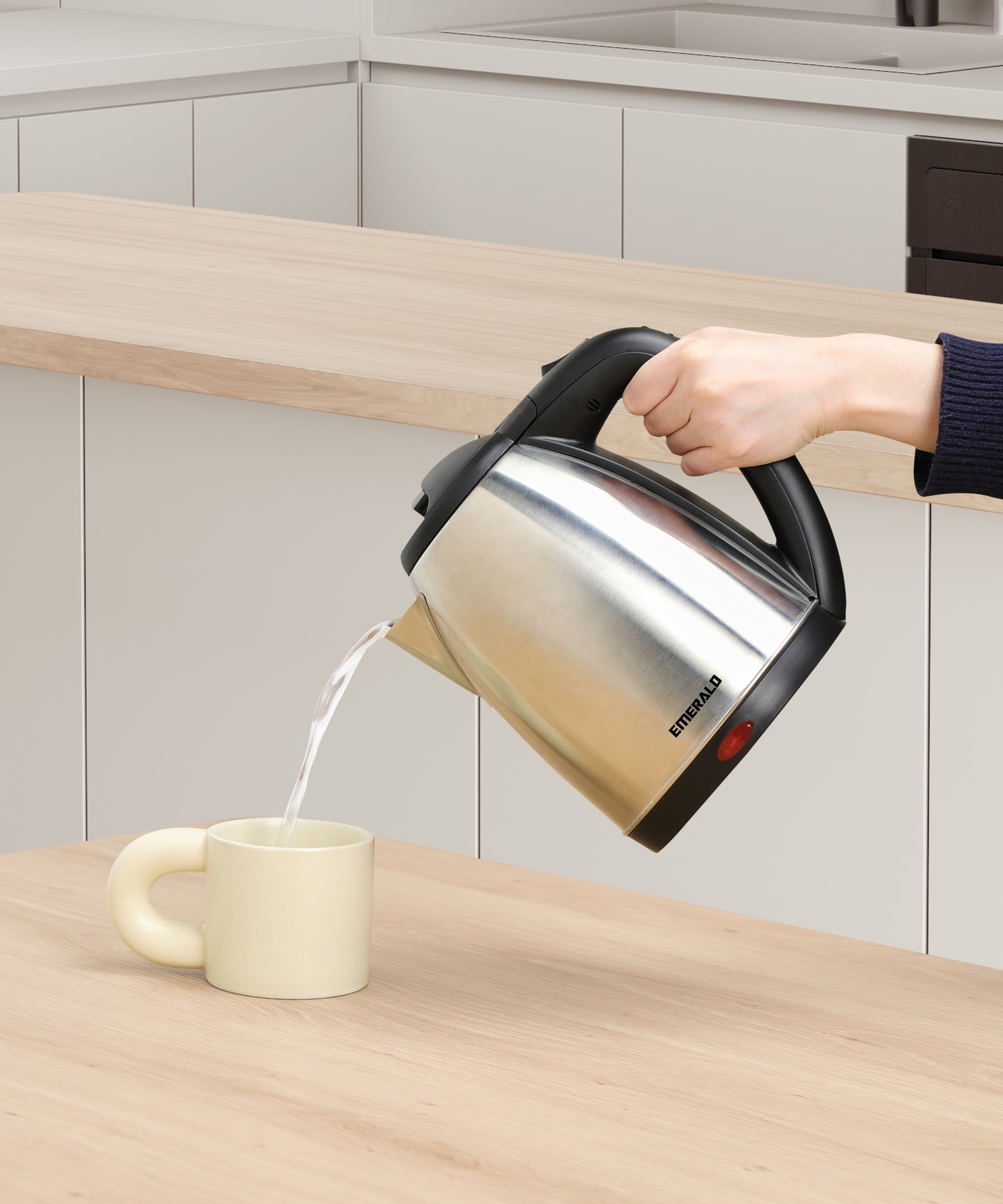Emerald Stainless Steel Electric Kettle Water Boiler Heater Tea Kettle, 1.8 L, Silver