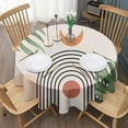 thumbnail image 3 of Round Waterproof Tablecloth 60×60 Inch, Boho Style Reusable Indoor/Outdoor Durable Table Cover for Party Kitchen Dinner Room Decor, 3 of 6