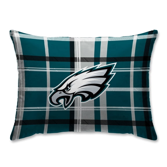Philadelphia Eagles Plaid Plush Sherpa Bed Pillow - Green