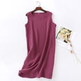 thumbnail image 2 of WRKEKC Midi Dresses for Women Solid Crew Neck Sleeveless Shift Midi Lightweight Summer Chic Chic Soft, 2 of 9