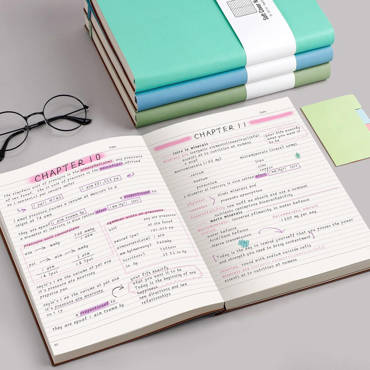 Lined Journal Notebook - 320 Numbered Pages Leather Journal for Women, 100gsm Thick College Ruled Paper, Large B5 Softcover Journal for Writing Work School, 7.6'' X 10''-LightGreen