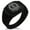 Black, variant on Stainless Steel Majesty Thor's Hammer Mjolnir Viking CZ Ribbed Needle Stripe Pattern Biker Style Polished Ring