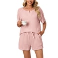 thumbnail image 3 of Innerwin Sleepwear V Cou Femmes 2 Pièces Tenues Quotidiennes Pyjamas à Manches Courtes Ensembles Rose XL, 3 of 6