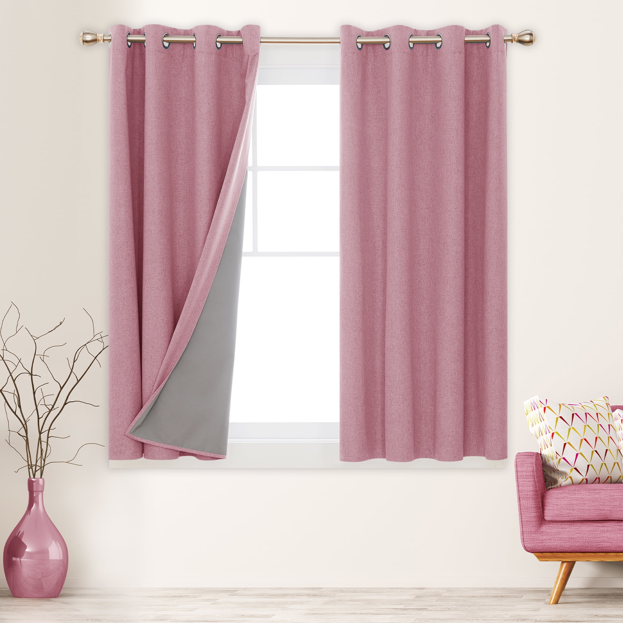 PINK 1PC PANEL GROMMET HEAVY THICK UNLINED 100% THERMAL BLACKOUT WINDOW CURTAIN 