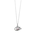 thumbnail image 2 of White Simulated Opal With Clear Cubic Zirconia Swan Design Necklace Rhodium Plated Sterling Silver, 2 of 3