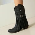 thumbnail image 5 of Mostsola Cowboy Boots for Women Trendy Studded Tassel Western Mid Calf Boot Heel Booties, 5 of 7