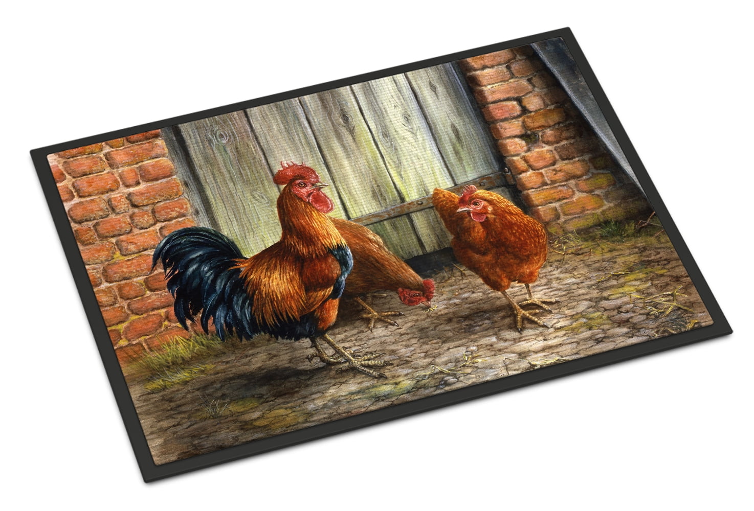 Rooster and Chickens by Daphne Baxter Door Mat