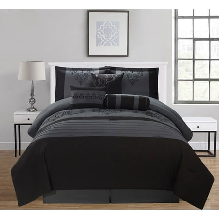 Heba 7pc Comforter Set Extra Soft Oversized Embroidered Bedding