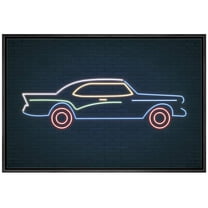 IDEA4WALL Framed Canvas Art Wall Decor Classic Blue and Yellow Sport Cruiser Transportation Cars Digital Art Pop Art Chic 3D Comic Neon for Dorm Home Office - 24"x36"