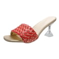 thumbnail image 2 of Sandalias y pantuflas tejidas falsas de tacón alto transparente con boca de pez informal para mujer Wmkox8yii  ytu2569, 2 of 9