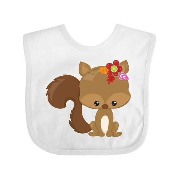 Inktastic Spring Animals, Cute Squirrel, Colorful Flowers Boys or Girls Baby Bib