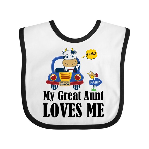 Inktastic Farmer Cow My Great Aunt Loves Me Boys or Girls Baby Bib