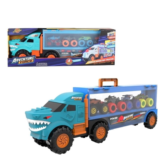 Trailer Monster Truck Adventure Force Remolque Mini Tiburón Azul