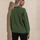 thumbnail image 5 of Suéter de cuello redondo anudado de color verde liso de manga larga para mujer para citas, trabajo y compras, talla M, 5 of 8