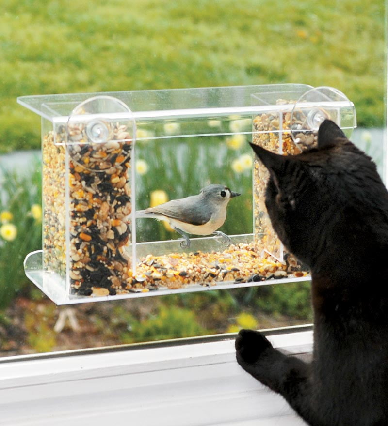 Window-Mount See-Through Clear Plastic Birdfeeder by Plow & Hearth