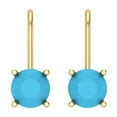 thumbnail image 3 of 1.5 ct Lever-Back Drop Dangle Earrings for Women | 6mm Round Cut Simulated Turquoise | 18K Yellow Gold, 3 of 5