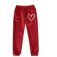 thumbnail image 2 of Zylanna Women's Sweatpants with Pockets, Soft & Warm Elastic Waist Love Print Baggy Casual Jogger Pants for Women Red, 2 of 3