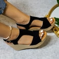 thumbnail image 5 of asdoklhq Sandals for Women Clearance Under $10,Women's Summer Open Toe Wedge Loose Buckle Sandals and High Heel Shoes, 5 of 9