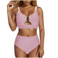 thumbnail image 2 of Up to 65% off Swimsuits for Women Bikini Set V Neck Cutout Swimsuit High Waisted Textured Ruched 2025 Summer Beach Swim Bathing Suits Racerback Tops with Bikinis Bottom, 2 of 7