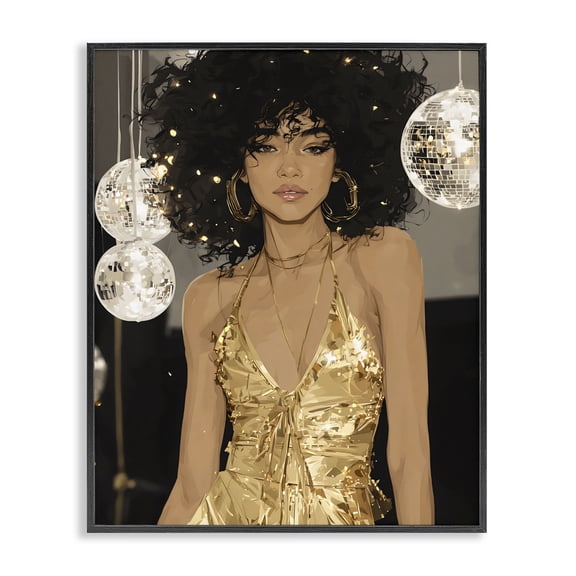 Stupell Industries Art Deco Golden Disco Dream Party Black Framed Giclee Art, 11 x 14, by Franklyn Gregory