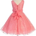 thumbnail image 2 of Big Girls' V Neck All Over Lace Chiffon Belt Flowers Girls Dresses Coral 8, 2 of 2
