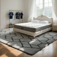 thumbnail image 5 of ZRSDIXKI 9ft x 12ft Area Rug, Soft Fluffy Area Rugs for Living Room Bedroom Geometric Carpet, Gray & Black, 5 of 7
