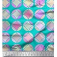 thumbnail image 1 of Soimoi Green Cotton Duck Fabric Circle Art Geometric Printed Fabric 1 Yard 42 Inch Wide, 1 of 3