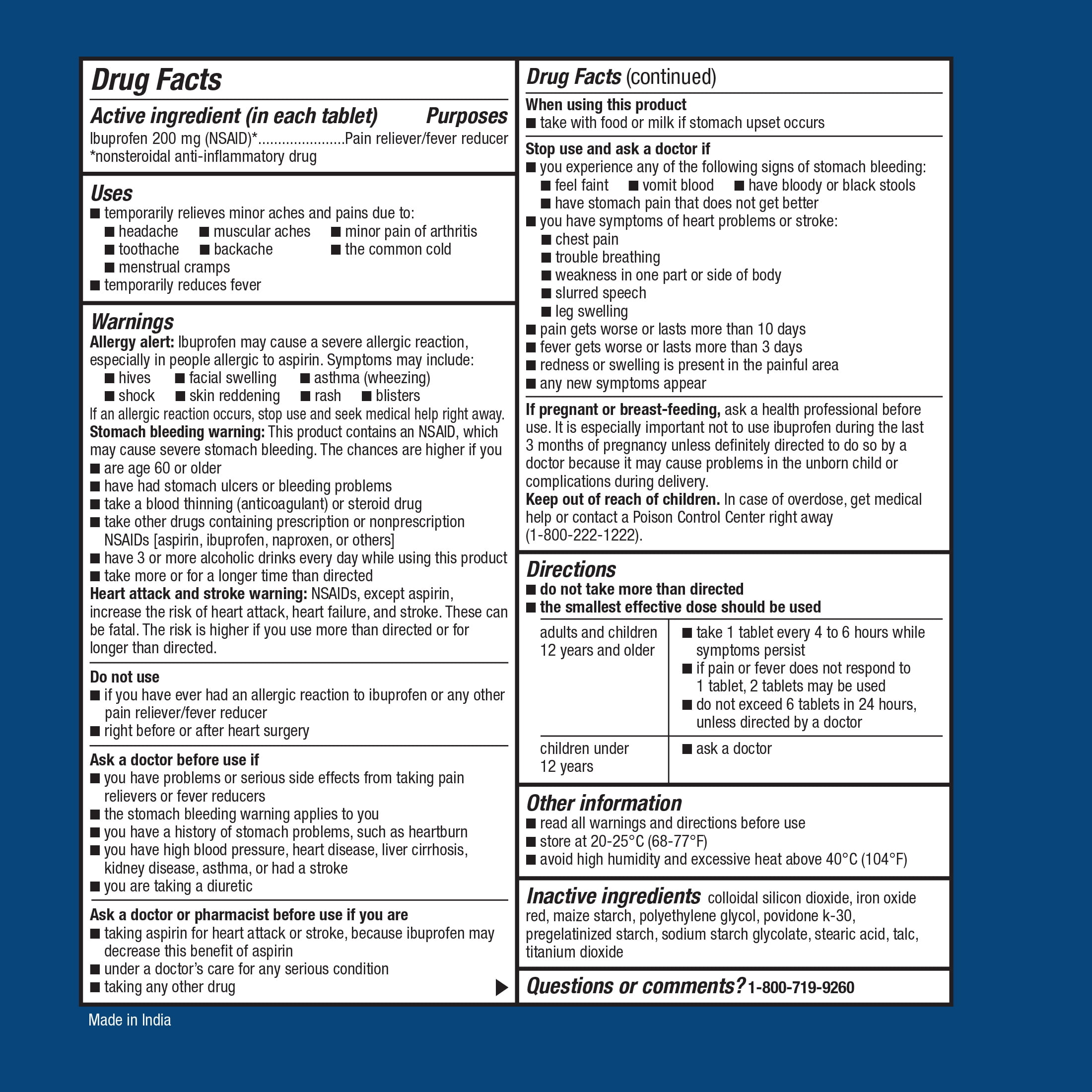 Equate Chlorine-Free Ibuprofen 200 mg (NSAID) Nonsteroidal Anti-Inflammatory Drug Cough & Cold, Pain Relief, Fever Reducer Tablets for Body Aches & Pains Twin Pack, 1000 Count