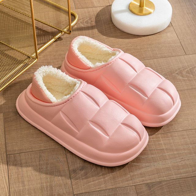 Zapatillas de casa de felpa para mujer, cómodas, de piel sintética, suaves, para el hogar, zapatos casuales, 24,5 cm