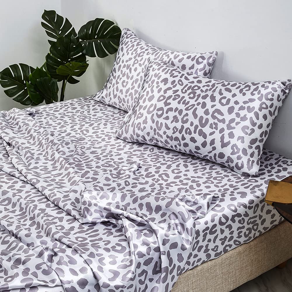 Leopard Print Satin Sheets,Twin Sheets 