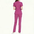 thumbnail image 4 of WULMLEO 2 Piece Scrubs Outfits for Women Short Sleeve Medical Scrub Sets Soft Comfortable V Neck Fashion Nursing Workwear Shirts and Joggers Stretch Working Petite Nurse Uniform Hot Pink XS, 4 of 5
