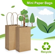 BagDream 50 Pack Mini Brown Gift Bags with Handles Kraft Paper Bag for Party Favors, Wedding, Retails, Birthday, Baby Showers, 3.5x2.4x6.7 inches