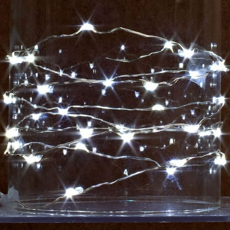 Led Christmas Lights Battery - Gerson 36902 - 18 Light 3' Silver Wire Cool White Battery Operated LED Micro Miniature Christmas Light String Set with Timer